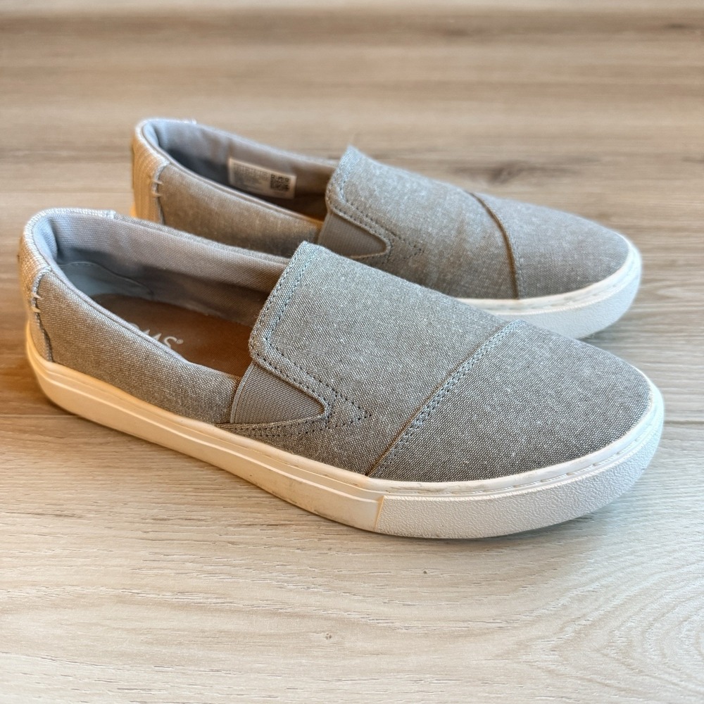 TOMS Women Luca Slip On Frost Grey Chambray SIZE 6.5